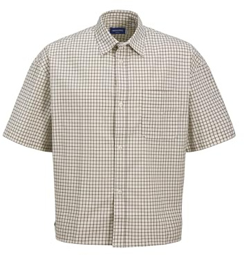 Jack & Jones Men's Joracapulco Check Shirt SS, Antique White, L