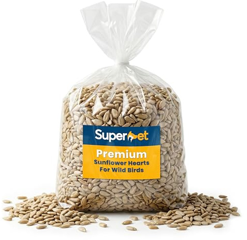 Superpet Premium Sunflower Hearts Bird Food, Dehusked Wild Bird Seed 20kg | Attracts Robins, Finches & Sparrows, No Mess High-Energy Year-Round Feed, Ideal for Small Garden Birds & All Garden Feeders