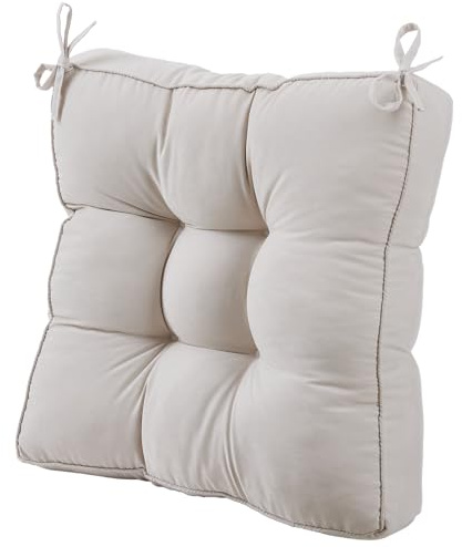 Warmiehomy Chair Cushions with Ties, 10cm Thicken Booster Cushions for Armchairs, Soft Seat Pads for Dining Chairs, Large Cushion for Chair, Elderly, Pregnancy & Post-Operative Adults, 50x50cm(Cream)