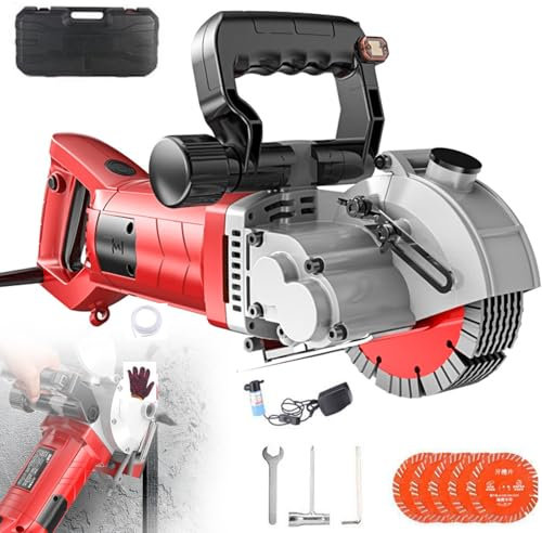 Wall Chaser 6500r/min 5500W Electric Cutting Machine for Concrete - 0-42mm Depth Adjustable, 40mm Width, 90° Rotating Groove - Rotating Handle, Slotting Machine for Wall