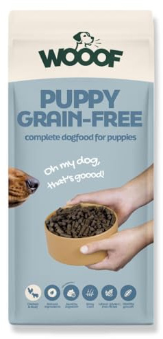 WOOOF Welpenfutter getreidefrei – Trockenfutter mit Pute & Lachsöl, für Junior Hunde Aller Rassen, sensitiv & gut verdaulich, ohne Getreide, 10 kg