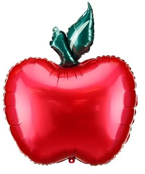 Globo de papel de aluminio con diseño de manzana, color rojo con hojas verdes, 45 × 57 cm, relleno de helio o aire, decoración para ocasiones escolares