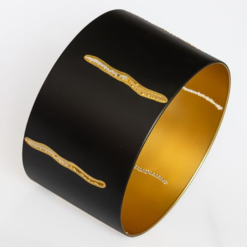 Osasy Lampenschirm Schwarz mit Goldenem Innenfutter, ein zweifarbiges Design Rund Lampenschirme 30x18 cm, für Stehlampe, Hängelampe und Pendelleuchte