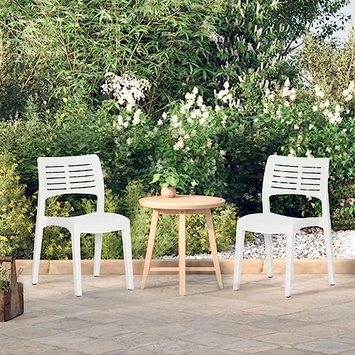 XINCXIN Gartenstühle 2 STK., Stuhl Gartenstühle Korbsessel Gartensessel Geeignet für Terrace Garden Pool Balcony Weiß Polypropylen