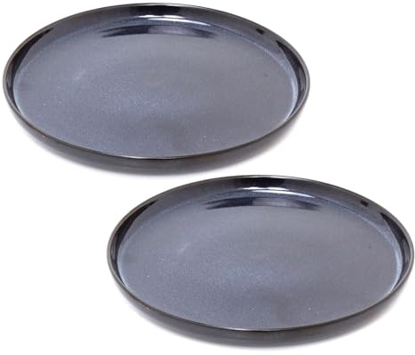 Carousel Home Set of 2 Blue Reactive Glaze Stoneware Plates | Blue Ceramic Side Plates | Microwave & Dishwasher Safe Dinnerware - 21cm