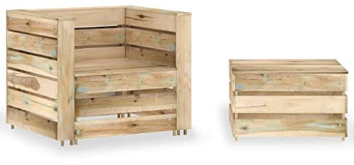 SDWEHO7 2er-Set Outdoor Sitzgruppe Balkon Lounge Möbel Outdoor Gartensofa Gartenmöbel Set aus Paletten Imprägniertes Kiefernholz