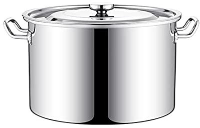 GAOBINGB Suppentopf aus Edelstahl mit Deckel – 30 l Suppentopf, robuster Suppentopf aus 304 zum Kochen, tiefer Kochtopf mit Verbundboden, ideal für Suppen und Eintöpfe (40 cm x 26 cm)