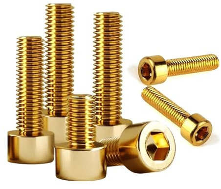 WKAIYUAN Lot de 5 vis à tête cylindrique à six pans creux en laiton pur DIN912, boulon à tête cylindrique M6(25mm)
