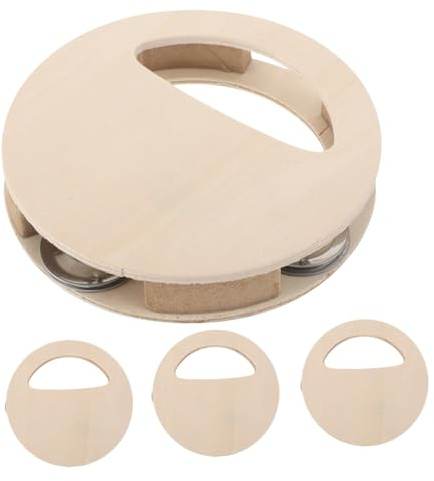 SKISUNO 4pcs DIY Wooden Rattle Kit Unfinished Wood Rattle Drum for Toddlers Painting Craft Montessori Sensory Development Musical Instrument for Boys and Girls