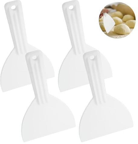 4 Stück Teigspatel Pizza Spachtel, Pizzateig Spachtel Mit Aufhängelöchern Für Professionelle Und Private Küchen, Ideal Zum Formen Und Teilen Von Teig, Weiß