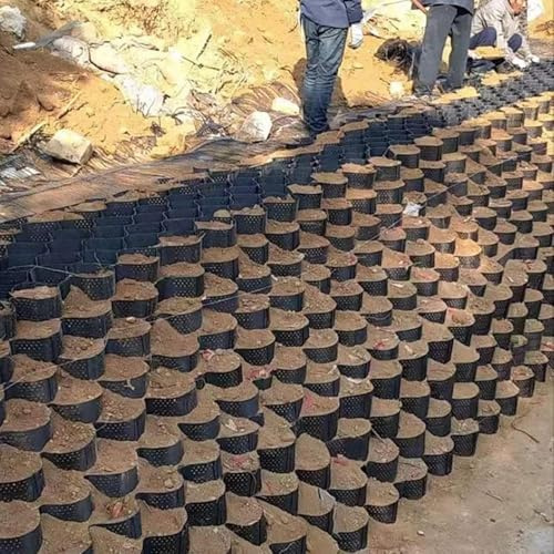 Géogrille Robuste pour Mur De Soutènement, Grille Stabilisatrice De Bloc De Sol/Gravier, Stabilisateur De Grille De Sol Géo Maillé, Géocellule De Pente pour Jardin, 1x1M/3.3x3.3FT