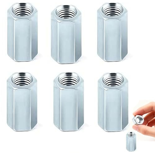 YEDOUALE 6 Stück Langmutter M6 x 20mm aus verzinktem Stahl – Sechskant Gewindemuffen Verbindungsmuttern Distanzmuffen für Haushaltsgeräte, Bürogeräte und Maschinenmontage