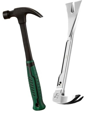 Multipurpose Steel Claws Hammer and Crowbars Set Furniture Disassembly Tool Designed for Woodworkers and Craft Enthusiasts RustResistant Pry Club