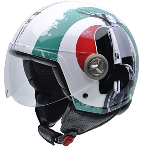 NZI 490004G341 3D Vintage II Super Cinquantotto Öppen Ansikte Motorcykelhjälm, Röd/Vit/Grön, XL