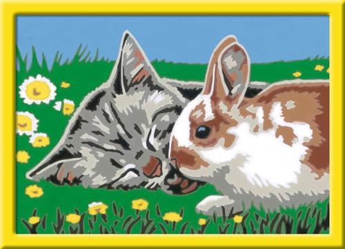 Ravensburger CreArt Kätzchen und Häschen - Malen nach Zahlen ab 7 Jahre | Malset mit Rahmen, Pinsel und Acrylfarben, Geschenk für Mädchen und Jungen
