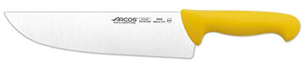 Arcos Serie 2900 - Caja 6 uds Cuchillo Carnicero Ancho - Hoja de Acero Inoxidable NITRUM de 250 mm - Mango inyectado en Polipropileno Color amarillo (6 UDS)