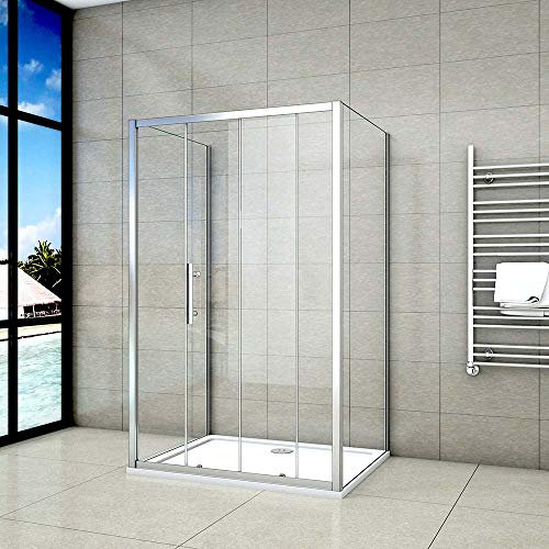 Cabine de douche en forme U 100x80x80x190cm une porte de douche coulissante + 2 parois latérales