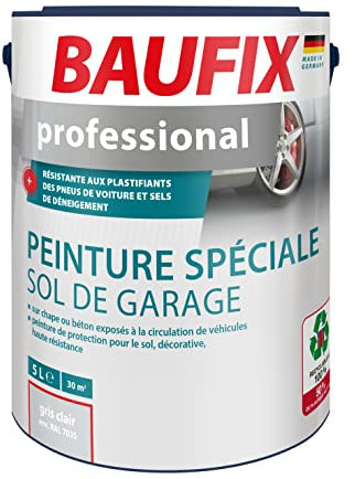 Baufix Peinture spéciale pour sol de garage - Gris clair - 5 l - Pour béton et sol - Convient pour l'intérieur et l'extérieur - Contre les plastifiants