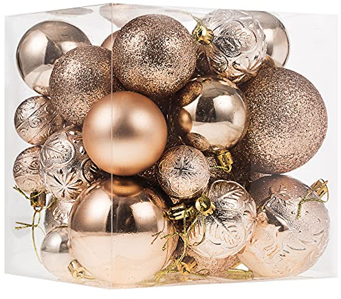 Christmas Ornaments for Xmas Trees,Champagne Shatterproof Christmas Ball Ornaments