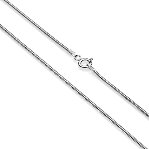 Aka Gioielli® - 925 Sterling Silber Schlangenkette 1,4mm - Damen Halskette Länge: 45 50 60 70 80 90 cm