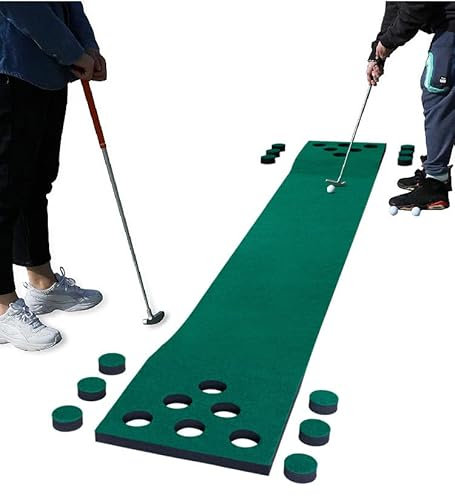 Legux Golf Putting Matte Indoor Golf Grün Matte mit 2 Putter + 6 Bälle, Faltbar, Grün