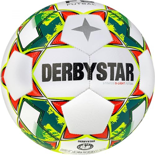 Derbystar Futsal Stratos S-Light V23, Calcio Ragazzo, Bianco Giallo Blu, 4