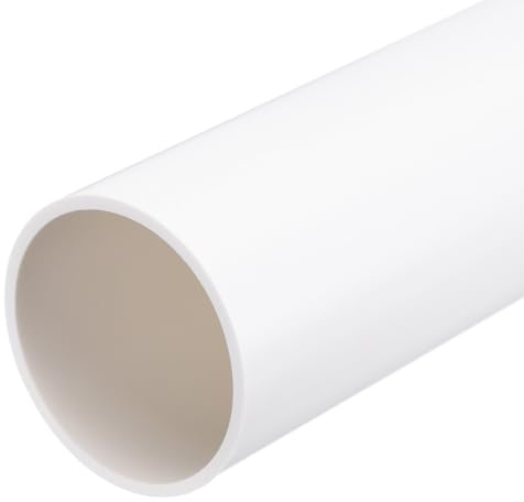 sourcing map PVC Rigid Tube 46mm ID 50mm OD White 8 | 2 Inch Round Pipe,Hardware Tubing High Impact for Water Pipe,Crafts