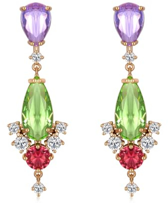 Tränedrop Kristall Dangle Drop Ohrringe für Frauen Bunte Blume Kronleuchter Iridiszenz Cubic Zirkonia Vintage Statement Hochzeit Ohrringe Mom Frau Prom