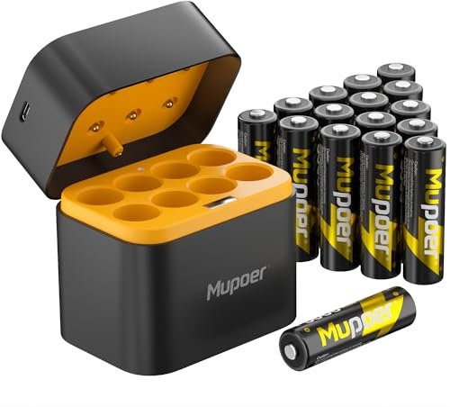 Rechargeable Battery AA with Charger,16 Count 3600mWh Lithium Aa Battery 1.5V,Double A Batteries High Capacity,Lithium ion Batteries with Charging Storage Box,Lithium Batter for Blink Camera Xbox