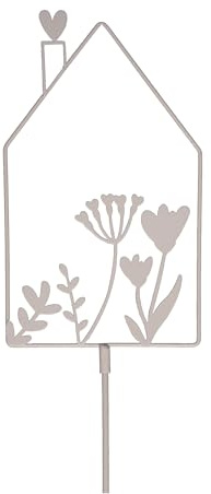 UNUS Gartenstecker Haus, Metall Gartendeko, dekorativer Gartenstab Weiß | wetterfest, für Beet, Rasen & Balkon