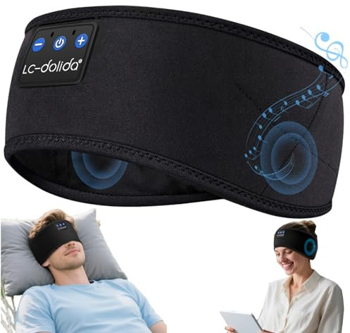 LC-dolida Schlafkopfhörer Bluetooth Sport-Kopfhörer Stirnband, Kabellos Schlafen Kopfhörer 15+ Stunden Lange Spielzeit Leichte Schlafstirnband mit HiFi-Stereo,Ergonomisch Tech Gadgets