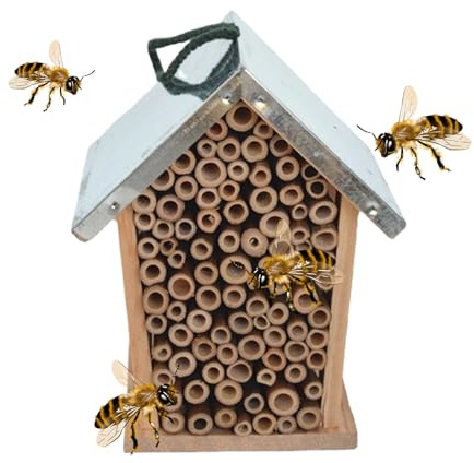 Natürlicher Bestäuber-Unterschlupf - Bienenhaven | Hängender Bienen-Unterschlupf für den Außenbereich Garten | Dekorativer Lebensraum für Marienkäfer Florfliegen, Nistkasten | Ureinwohnhaus