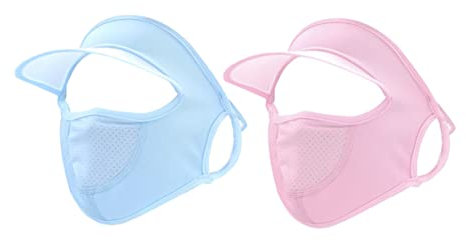 FRCOLOR 2stücke Atmungsaktive Ice-silk Sport-gesichtsmaske Mit Sonnenschutz Luftdurchlässig Uv-schutz Für Radfahren Laufen Outdoor-aktivitäten Sommerlich in Blau Und Rosa