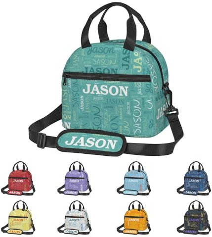 ZYHJJ Borsa per Il Pranzo Personalizzata con Nome, Borsa Porta Pranzo Personalizzabile con Nome e Scritte,Termica, da Picnic, Isolato Sacchetto, per Scuole, Uffici, Picnic e Viaggi