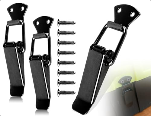 Emezddo Confezione Da 2 Chiusure A Leva, Chiusure A Scatola Con Viti, Chiusure A Lucchetto, Utilizzabili Per Porte, Finestre, Armadi E Coperchi Di Scatole, Casa, Ufficio (Nero)