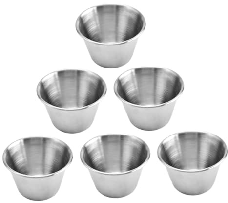 HIAKDOFT Coupelles à Sauce Inox 304 Petites 6 Pièces En Acier Inoxydable Résistance Haute Température Service Maison Restaurant Sauces Salade Trempette