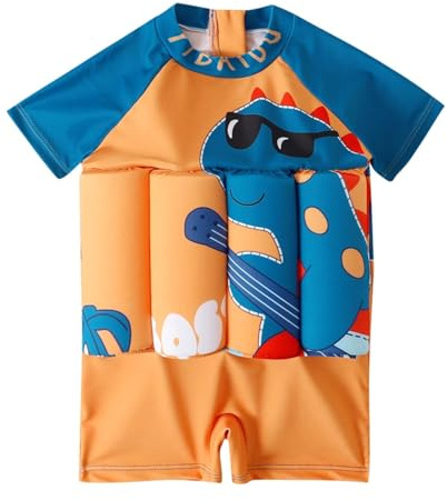 Maillot de Bain Flottant Enfant Garcon Fille, Combinaison Flottante Maillot de Bain Une Pièce avec Flotteurs Reglable pour sécurité Confiance Aide à la flottabilité Été Costume pour Natation Débutant
