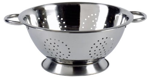 KARL KRÜGER - Colador de pie con asas laterales, color plateado y acero inoxidable, apto para lavavajillas, 28 cm