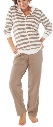 Consult-Tex Damen Pyjama Freizeitanzug Hausanzug Homewear Suit Jogginganzug Pyjama Baumwolle Reißverschluß DW770. 32-34