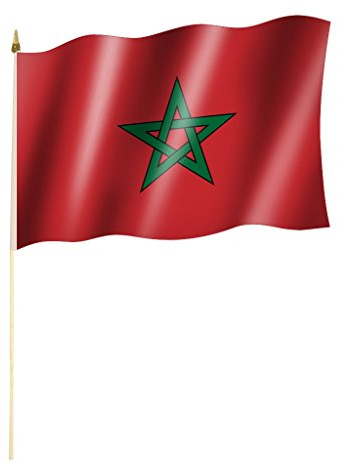 Stockflagge/Stockfahne MAROKKO Flagge/Fahne ca. 30 x 45 cm mit ca. 60cm Stab/Stock