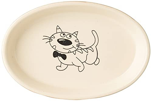 Nobby Katzen Keramik Schale oval, hellbraun / beige 17 X 11 X 2,5 cm, 1 Stück