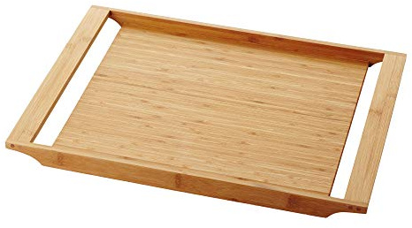 Point-Virgule Serviertablett aus Bambus mit Handgriffe, Bambus tablett für Kuche, 47x35x3cm