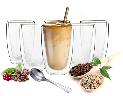 Sendez 6 Doppelwandige Cappuccino Gläser 200 ml – Thermogläser aus Borosilikatglas – Doppelwandige Kaffeegläser & Teegläser – Isolierte Cappuccino Tassen Set für Kaffee, Latte & Tee