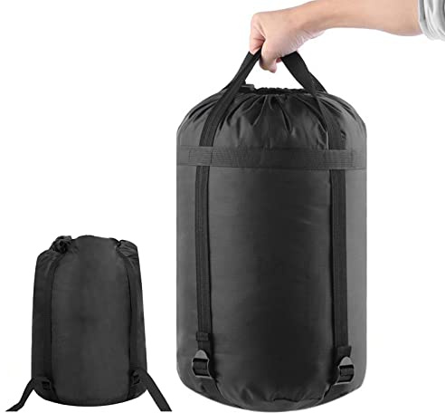 YINXN Ultralight Waterproof Sleeping Bag Compression Sack - 46L Black Nylon Stuff Sack for Camping, Hiking, Backpacking & Travel Gear