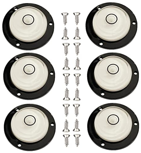 Riceei - Juego de 6 niveles circulares de burbuja de precisión circular, nivel de burbuja, abovedado, multidireccional, para cámara del hogar, trípode, muebles, niveles murales, instrumentos de