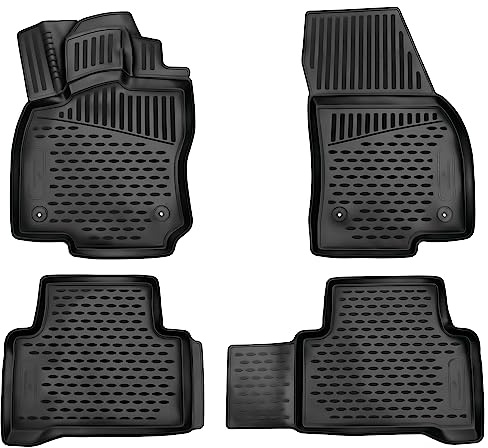 WALSER XTR Gummi Fussmatten Auto für VW Touran 2015-Heute, 100% passgenaue Auto Fußmatten, robuste Universal Fußmatte Auto, Gummimatten Auto, Auto Fussmatten Gummi, Auto Gummimatten