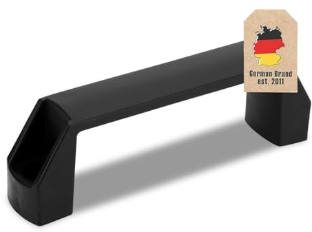 INTIRILIFE Asa de plástico Distancia Entre Agujeros 180 mm Negro - asa de Recambio Universal para maletines, Cajas de Herramientas, cajones, Carcasas, Cajas y Muebles - Robusta, fácil de Montar