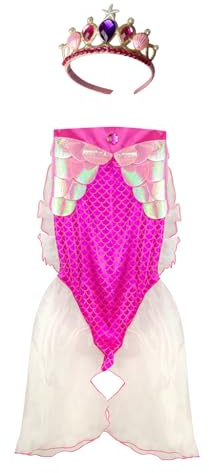 Great Pretenders Mermaid Glimmer Skirt & Tiara Set – Kids Dress-Up Costume for Pretend Play, Size 5–6 (Pink)