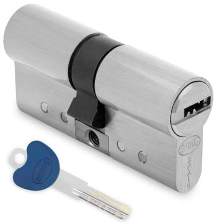 Amig - Cilindro de seguridad - Fabricado en Latón - Medida: 80 mm (30-50) - Protección Antitaladro y Anti-Bumping - Acabado: Cromado mate