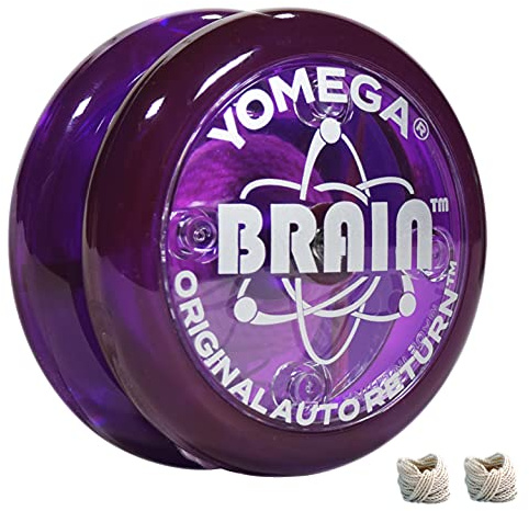 Yomega DAS ORIGINAL Brain - Professionelles Yoyo für Kinder und Anfänger, reaktionsschneller Automatische Rückkehr Yo Yo am besten für Seiten Tricks + zusätzliche 2 Seiten (Violett)